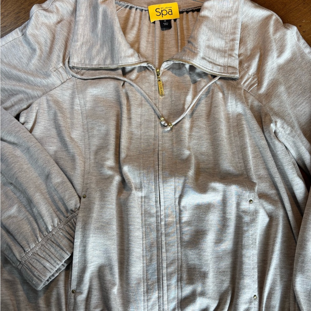 St. John Sport Spa Knitwear Women's Taupe Jacket Size M
